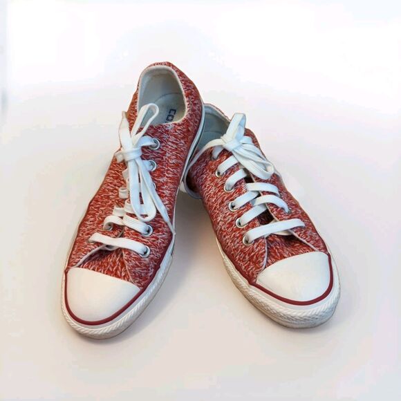 Converse All Star Sweater Knit Sneakers Womens 7 Red Low Top Lace Up 545063C - Picture 1 of 7